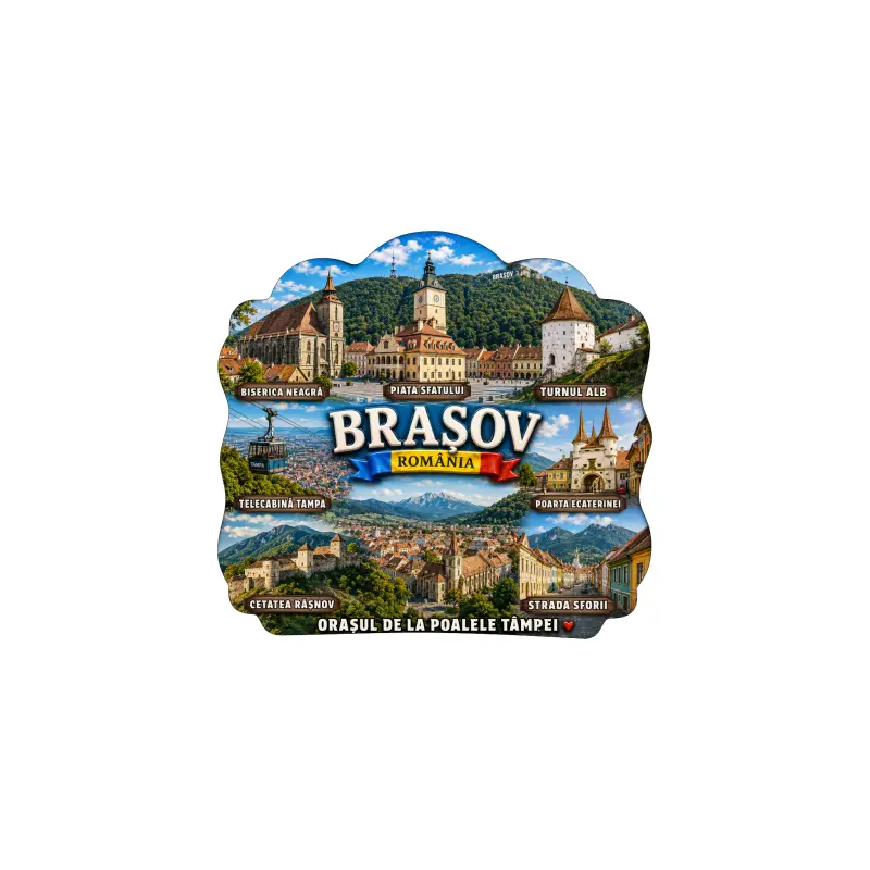 Brasov, romania, magnet lemn, suvenir gift shop romania, model mgs233